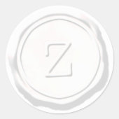 Sticker Rond Sceau de cire blanc Monogramme Z initial (Devant)
