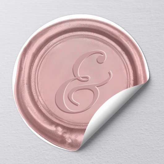 Sticker Rond Sceau de cire de Mariage d'or rose
