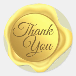 Sticker Rond Sceau de cire d'or Merci classique rond collant