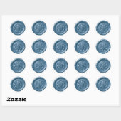 Sticker Rond Sceau de cire faux empreinte profonde bleue (Feuille)