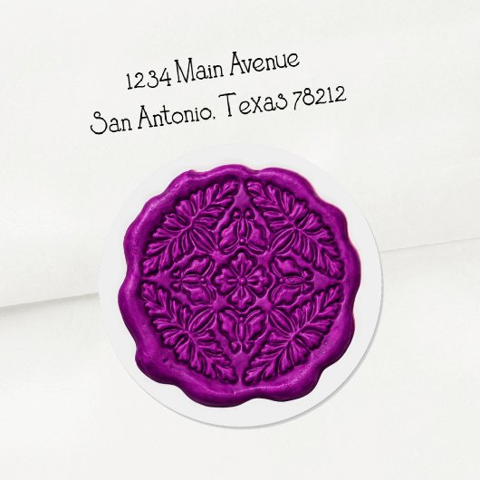 Sticker Rond Sceau de cire faux, fuchsia