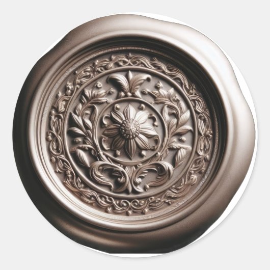 Sticker Rond Sceau de cire Faux Impression profonde Or (Devant)
