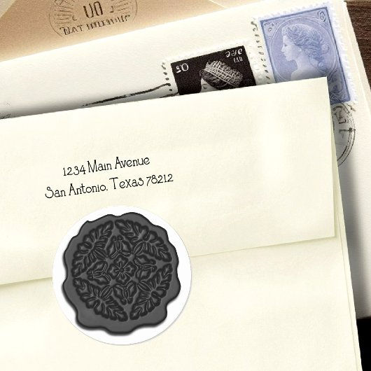 Sticker Rond Sceau de cire Faux, Noir