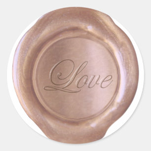 Sticker Rond Sceau de cire Faux - Or Rose - Script - Amour