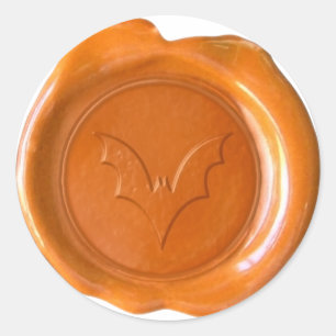 Sticker Rond Sceau de cire Faux - Orange - BAT 01