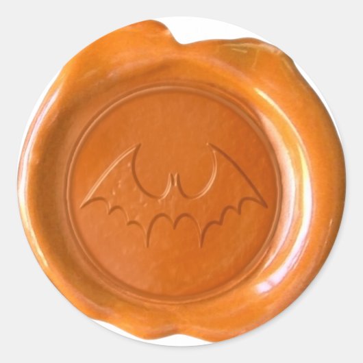 Sticker Rond Sceau de cire Faux - Orange - BAT 02 (Devant)