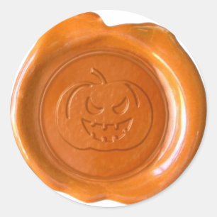 Sticker Rond Sceau de cire Faux - Orange - JACK-O-LANTERN 01