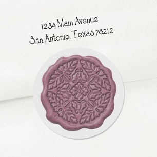 Sticker Rond Sceau de cire faux, Orchidée pourpre