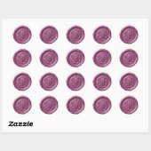 Sticker Rond Sceau de cire faux profond impression violet (Feuille)