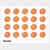 Sticker Rond Sceau de cire faux profond orange (Feuille)