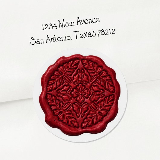 Sticker Rond Sceau de cire faux, rouge
