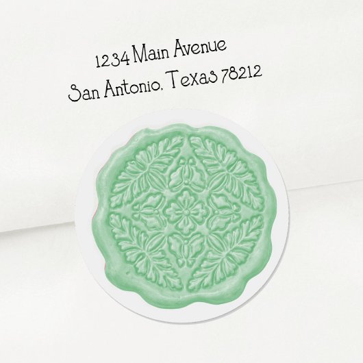 Sticker Rond Sceau de cire faux, vert menthe