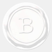 Sticker Rond Sceau de cire Monogramme blanc B initial (Devant)