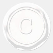 Sticker Rond Sceau de cire Monogramme blanc C initial (Devant)