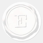 Sticker Rond Sceau de cire Monogramme blanc E initial (Devant)