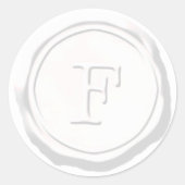 Sticker Rond Sceau de cire Monogramme blanc F initial (Devant)