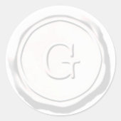 Sticker Rond Sceau de cire Monogramme blanc G initial (Devant)