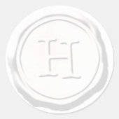 Sticker Rond Sceau de cire Monogramme blanc H initial (Devant)