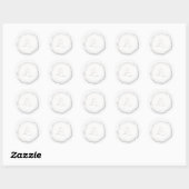 Sticker Rond Sceau de cire Monogramme blanc initial (Feuille)