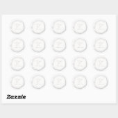 Sticker Rond Sceau de cire Monogramme blanc K initial (Feuille)