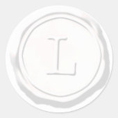 Sticker Rond Sceau de cire Monogramme blanc L initial (Devant)
