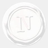 Sticker Rond Sceau de cire Monogramme blanc N initial (Devant)