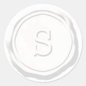 Sticker Rond Sceau de cire Monogramme blanc S initial (Devant)