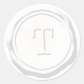 Sticker Rond Sceau de cire Monogramme blanc T initial (Devant)