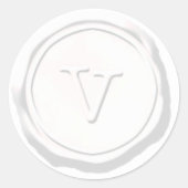 Sticker Rond Sceau de cire Monogramme blanc V initial (Devant)