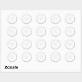 Sticker Rond Sceau de cire Monogramme blanc W initial (Feuille)