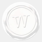 Sticker Rond Sceau de cire Monogramme blanc W initial (Devant)