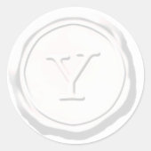 Sticker Rond Sceau de cire Monogramme blanc Y initial (Devant)