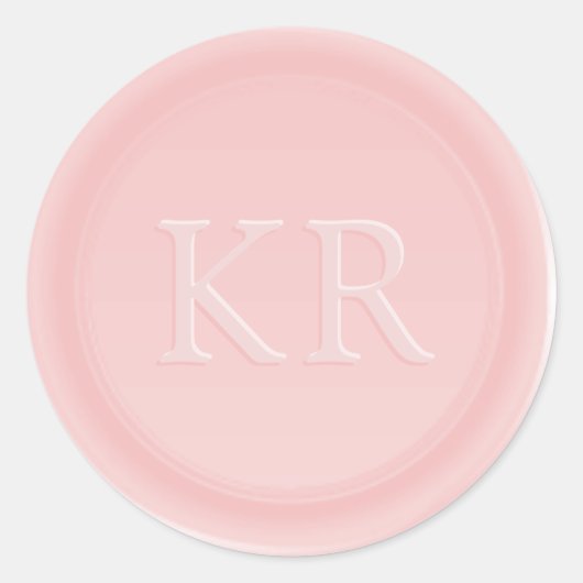 Sticker Rond Sceau de cire monogramme rose (Devant)