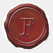 Sticker Rond Sceau de cire Monogramme rouge F initial (Devant)