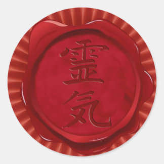 Sticker Rond sceau de cire - REIKI | fleur rouge