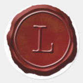 Sticker Rond Sceau de cire rouge Monogramme L initial (Devant)