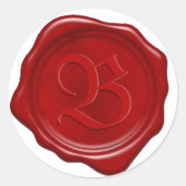 Sticker Rond Sceau de cire rouge monogramme personnalisé (Devant)
