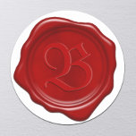Sticker Rond Sceau de cire rouge monogramme personnalisé<br><div class="desc">Stickers Monogramme Red Wax Seal personnalisés.</div>