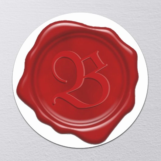 Sticker Rond Sceau de cire rouge monogramme personnalisé