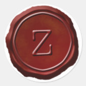 Sticker Rond Sceau de cire rouge Monogramme Z initial (Devant)