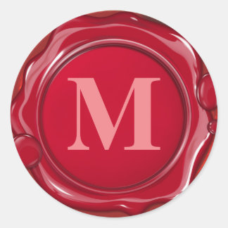 Sticker Rond Sceau de cire rouge personnalisé initial