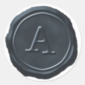 Sticker Rond Sceau de cire Silver Blue Monogramme A initial (Devant)