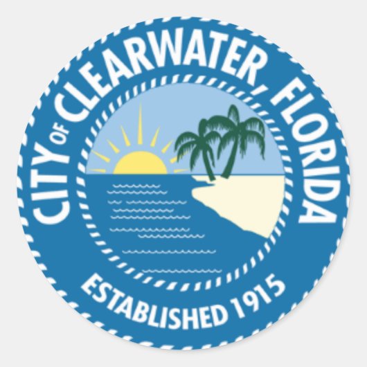 Sticker Rond Sceau de Clearwater, Floride (Devant)