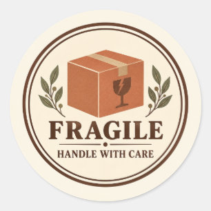 Sticker Rond Sceau de colis fragile vintage à manipuler avec so