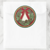 Sticker Rond Sceau de cône rouge à ruban Bow de Noël à la courg (Sac)