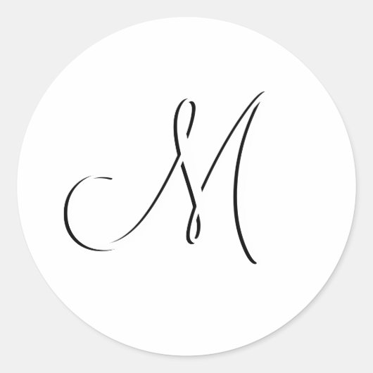Sticker Rond Sceau de Faire-part de mariage Monogramme M blanc (Devant)