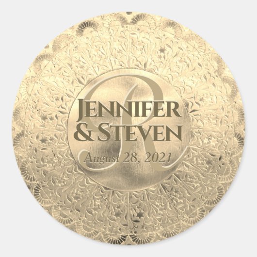 Sticker Rond Sceau de glamour Monogramme Or Personnalisé (Devant)