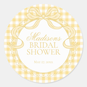 Sticker Rond Sceau de la douche de mariage à nœud coquette en v