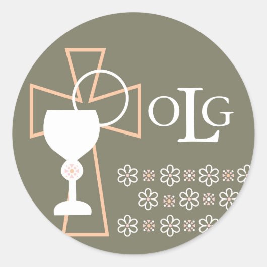 Sticker Rond Sceau de la première communion - Monogramme (Devant)