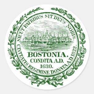 Sticker Rond Sceau de la ville vintage de Boston, vert